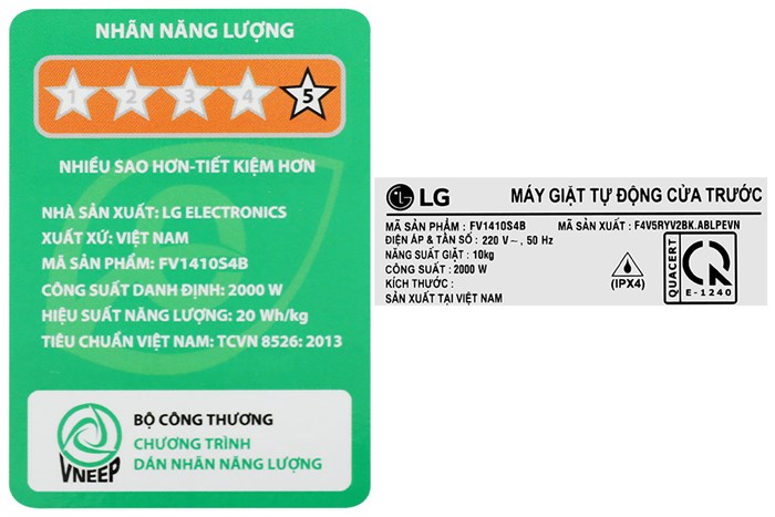 Máy giặt LG Lồng ngang AI DD Inverter 10 kg FV1410S4B